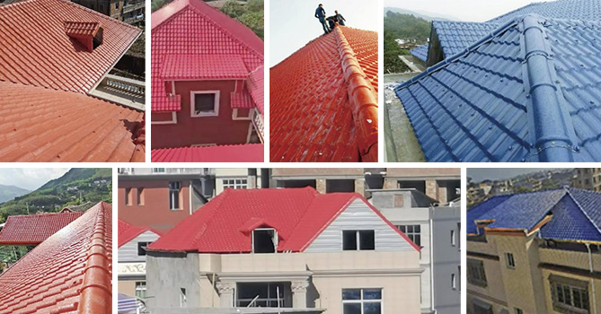 Installation effect of resin tile roof